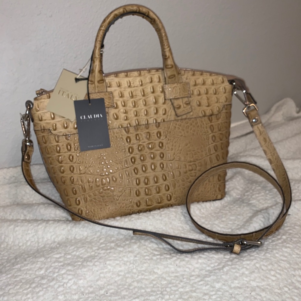 Embossed Italian Croc Leather Satchel